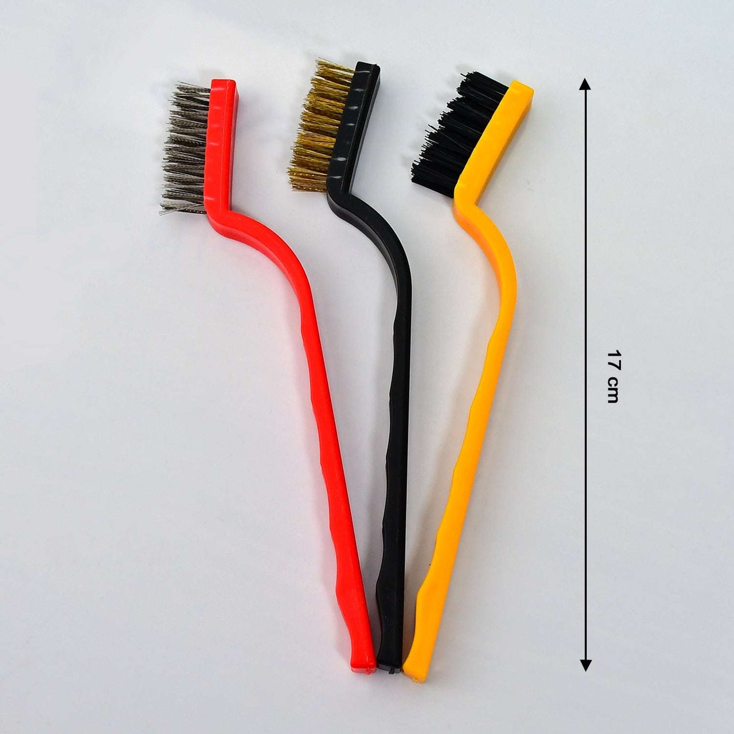 3pc Mini Wire Brush Set Brass Nylon Stainless Steel Bristles Household Cleaning Brush For Gas Stove Smoke Machine Tool Burner Tiles Tap Rust Removal Welding Slag Dirt Paint Scrubbing. - LootFaat