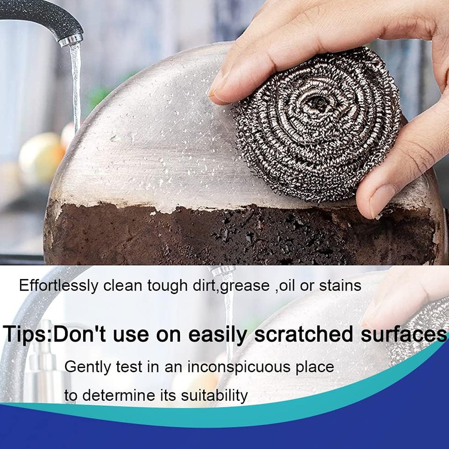 Kitchen Cleaning Tool Set Microfiber Kitchen Utensils High Performance Scouring Sponge Set Dish Sponge Stainless Steel Scouring Pad (6 Pcs Set) - LootFaat