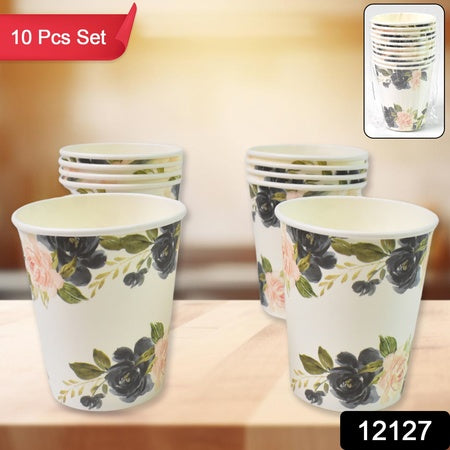 Disposable Paper Cups Disposable Tea Coffee Cups (10 Pcs Set Mix Color Design) - LootFaat