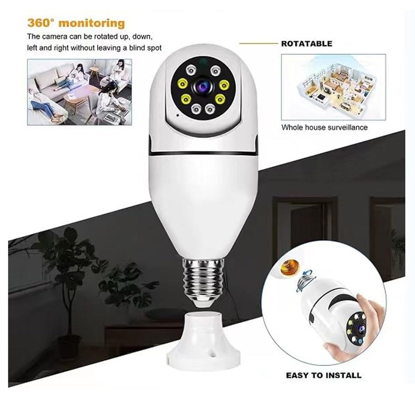 V380 Pro Fisheye 360 Degree Panoramic Wireless Wifi Ip Cctv Security Camera (Pack Of 1) - LootFaat