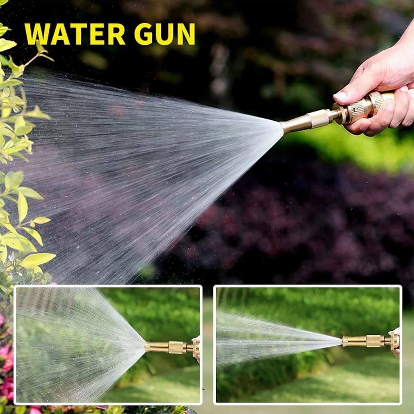 Water Spray Nozzle For Water Pipe Booster Nozzle For Car Wash Nozzle With High Pressure Water Adjustable Brass Nozzle Water Spray Gun For Gardening Watering Tools - LootFaat