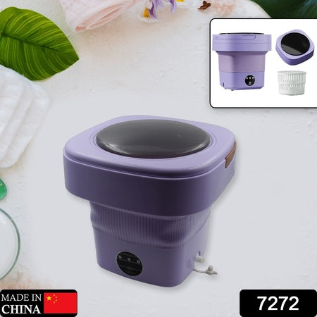 Foldable Mini Washing Machine with Drain Basket - Portable Washer for Travel, Camping, Baby Clothes