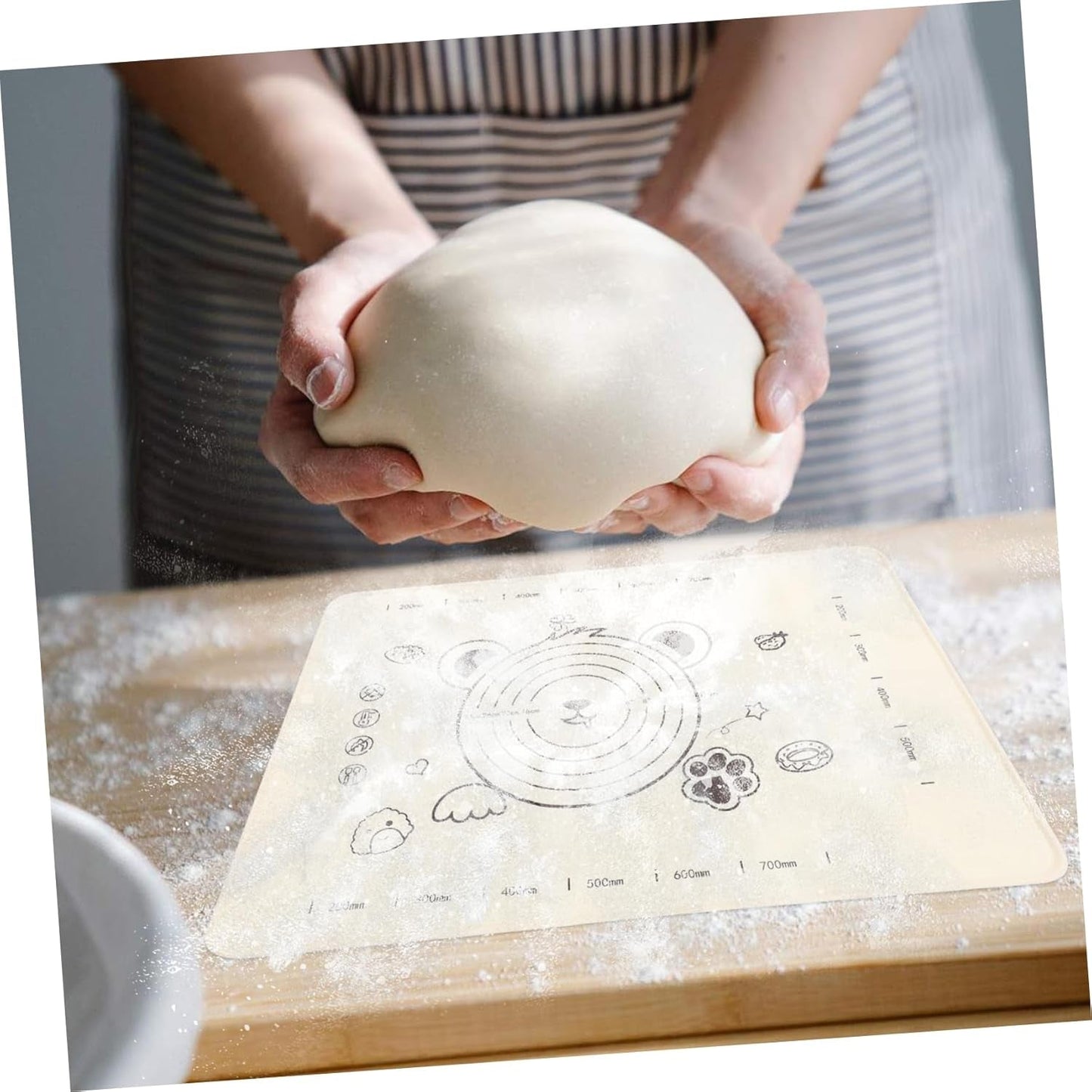 3 In 1 Low Silicone Baking Mat With Wooden Belan Cake Scraper (3 Pcs Set 7050 Cm) - LootFaat