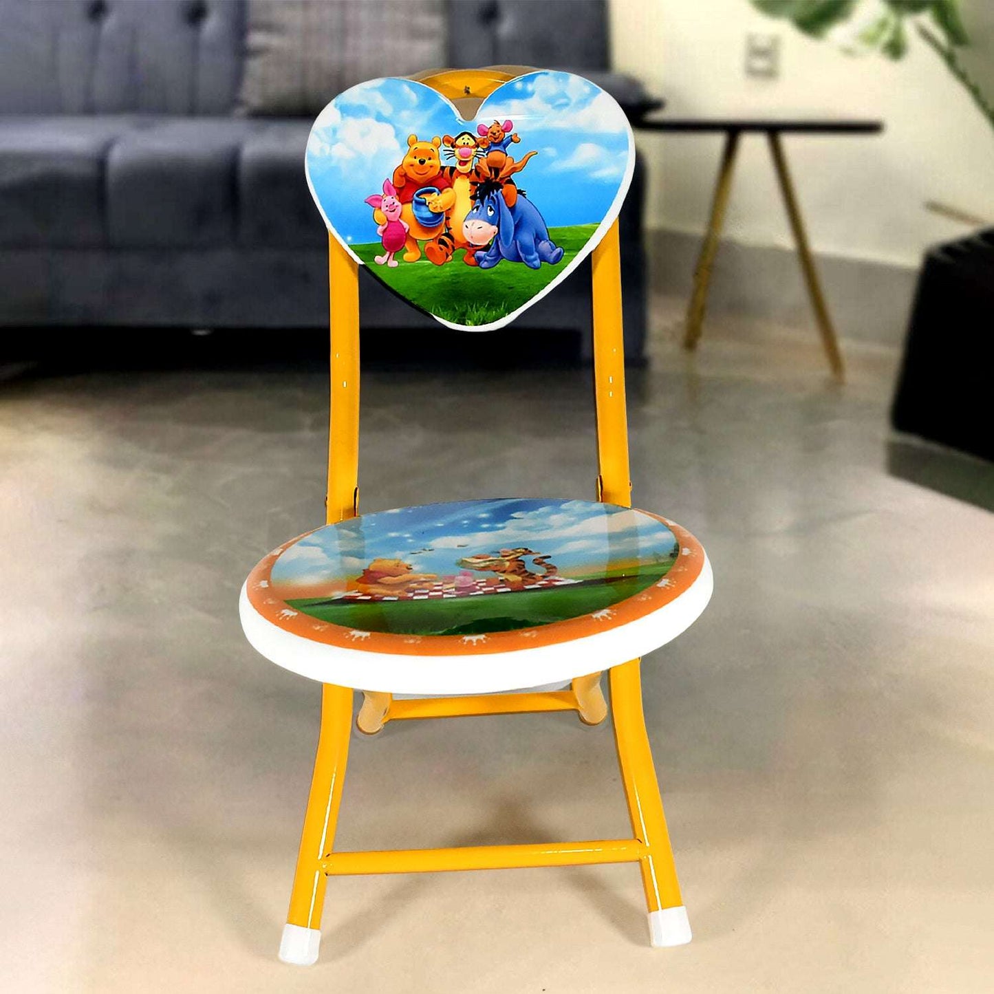Heart Shape Kids Chair Cartoon Printed Foldable Kids Children Folding Chair For Playrooms Schools Daycares And Home. Metal And Fibre Body Picnic Beach Camping Chair (1 Pc) - LootFaat