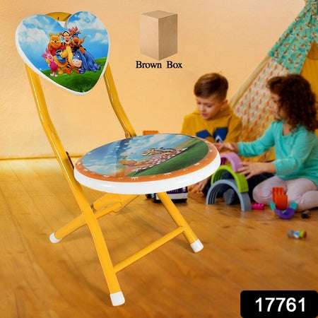 Heart Shape Kids Chair Cartoon Printed Foldable Kids Children Folding Chair For Playrooms Schools Daycares And Home. Metal And Fibre Body Picnic Beach Camping Chair (1 Pc) - LootFaat