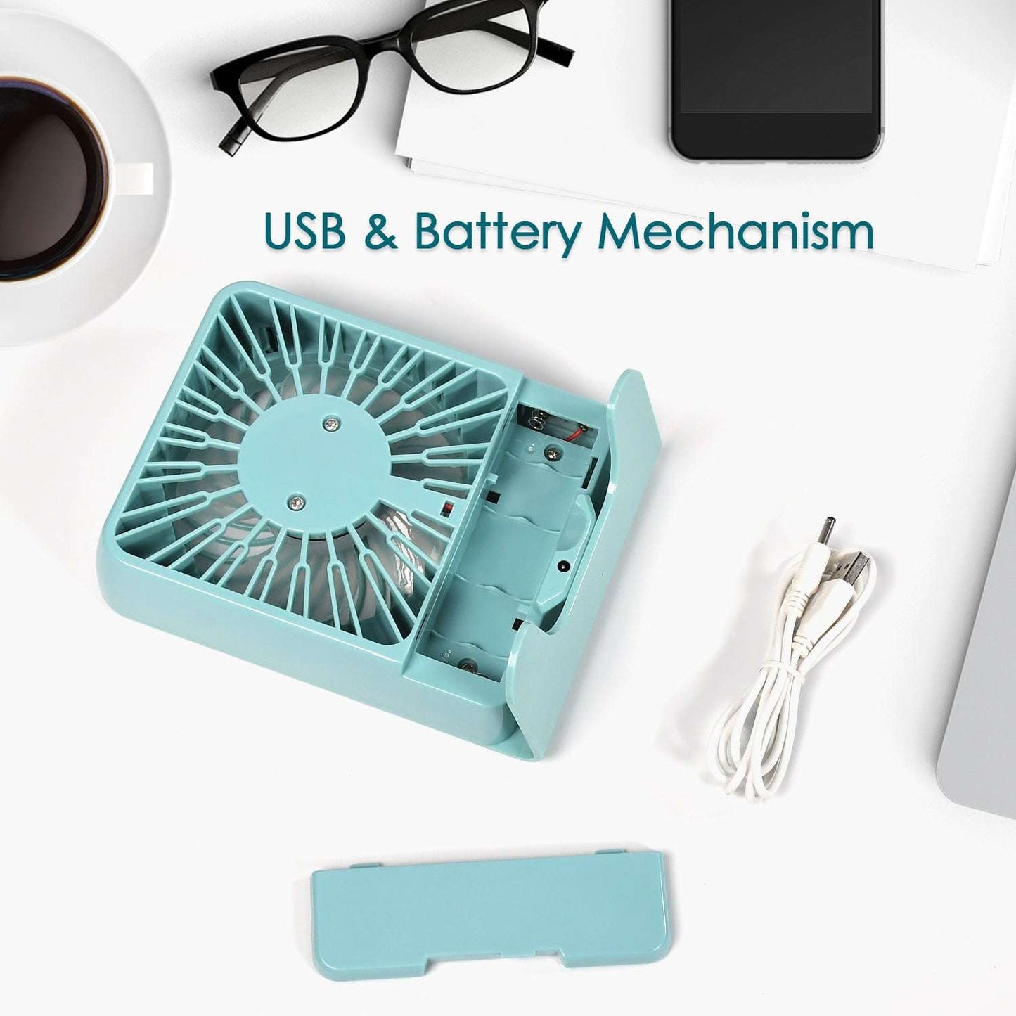 Portable Desk Fan Big Table Fan 3 Step Speed Setting Fan Personal Desk Fan Suitable For Office School Home Use (Battery Not Include) - LootFaat