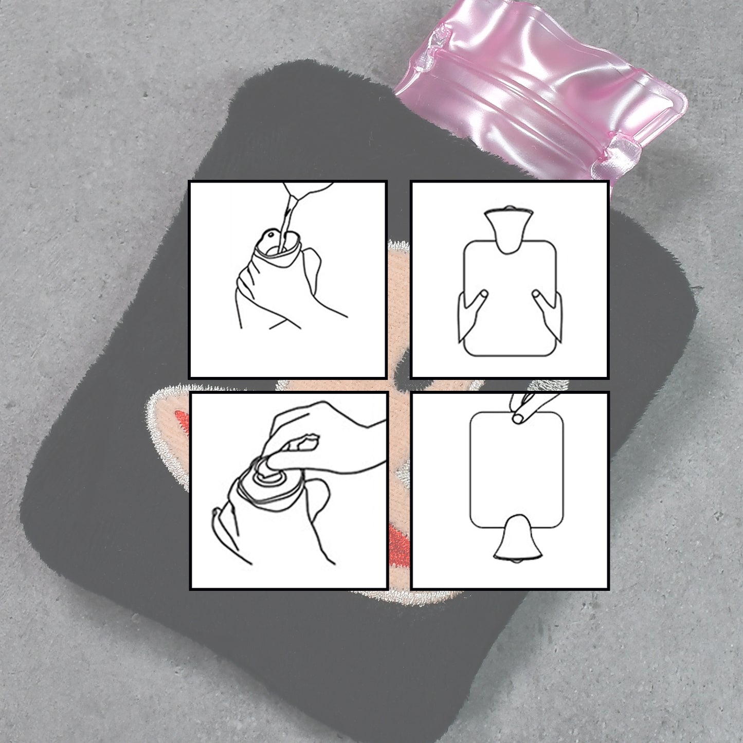 Black Monkey Small Hot Water Bag With Cover For Pain Relief Neck Shoulder Pain And Hand Feet Warmer Menstrual Cramps. - LootFaat