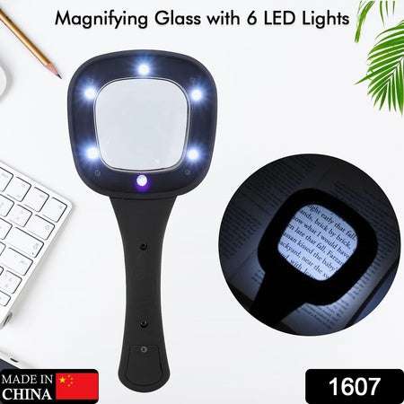 Handheld Magnifying Glass 6 Led Illuminated Lighted Magnifier For Seniors Reading Soldering Inspection Coins Jewelry Exploring - LootFaat