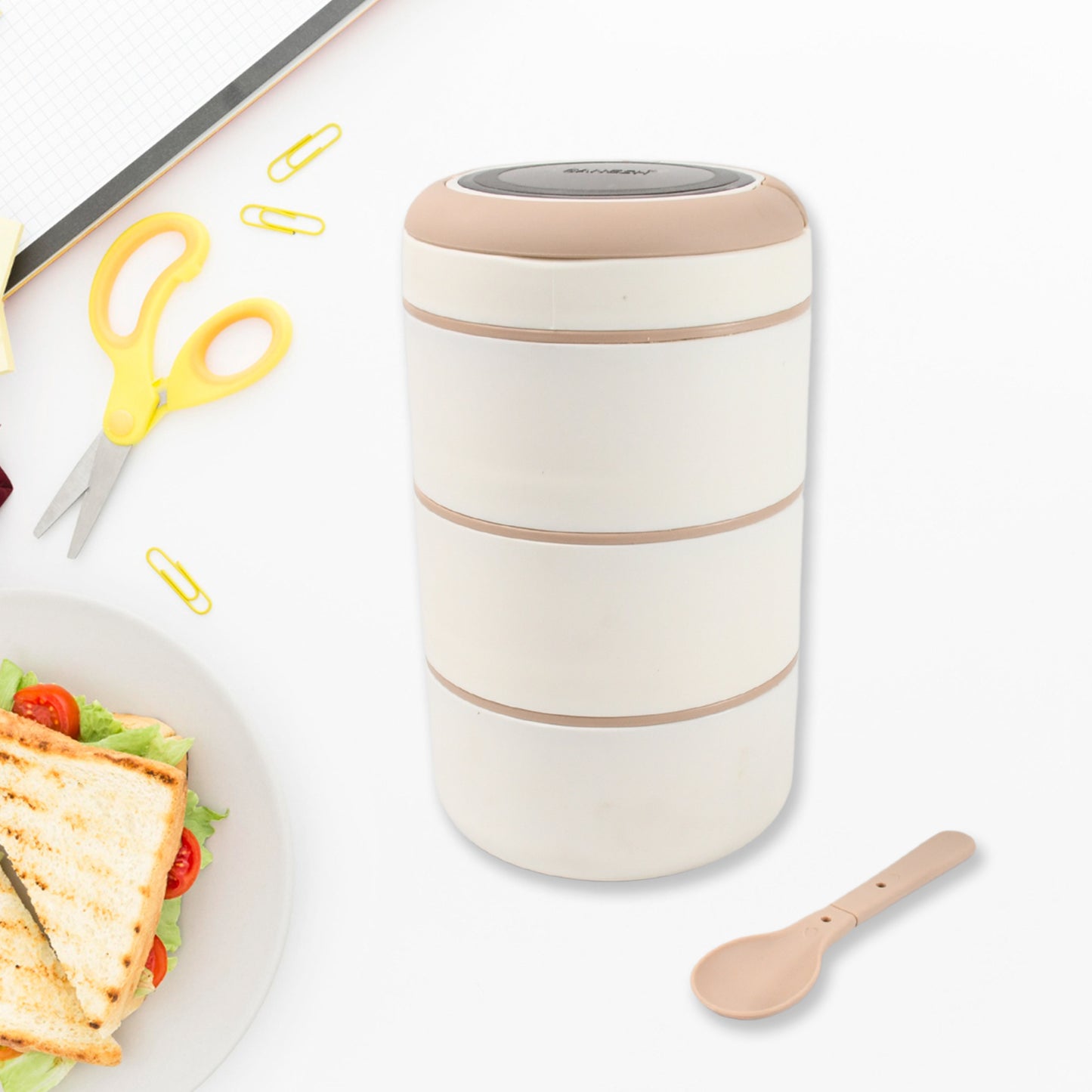 Ganesh Smart Stack 23 Layer Portable Lunch Box Stainless Steel Airtight Leak-proof Lunch Box For Office School Picnic Color May Vary (2 Layer 3 Layer) - LootFaat