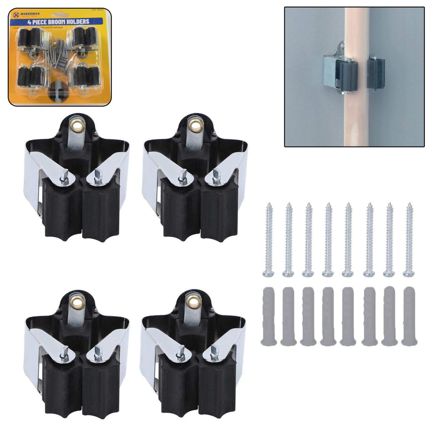 Multifunction Wall Mount Garage Holder For Mop Broom Hanger (4 Pcs Set) - LootFaat