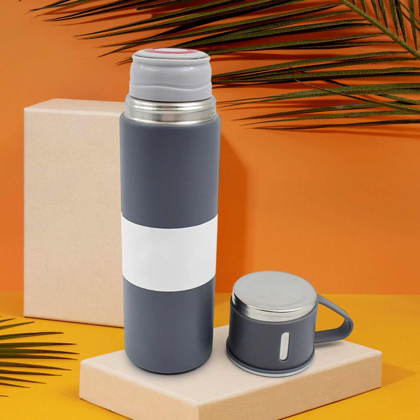Stainless Steel Vacuum Insulated Water Bottle With Coffee Tea Mug (500 Ml) - LootFaat