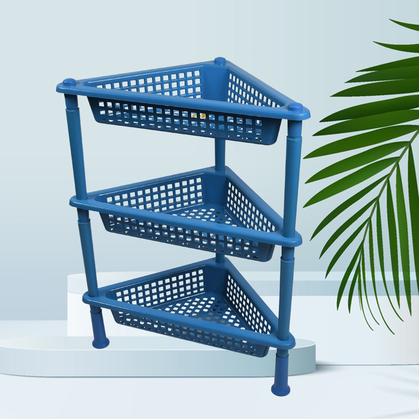 Triangle Storage Plastic 3-tier Rack Shelf For Kitchen Living Room Bathroom Office - LootFaat