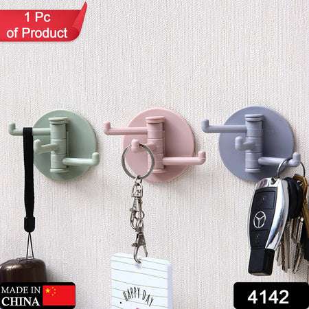 Sticky Hook Household Strong Punch-free Hook 180foldable Multi-function Rotatable Hook With 3 Hooks Suitable For Bathroom Kitchen Office (1 Pc) - LootFaat