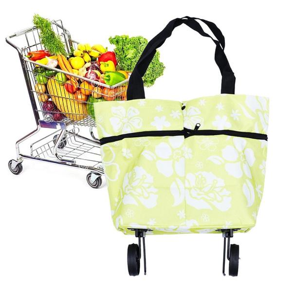 Folding Cart Bags Trolley Shopping Bag For Travel Luggage - LootFaat