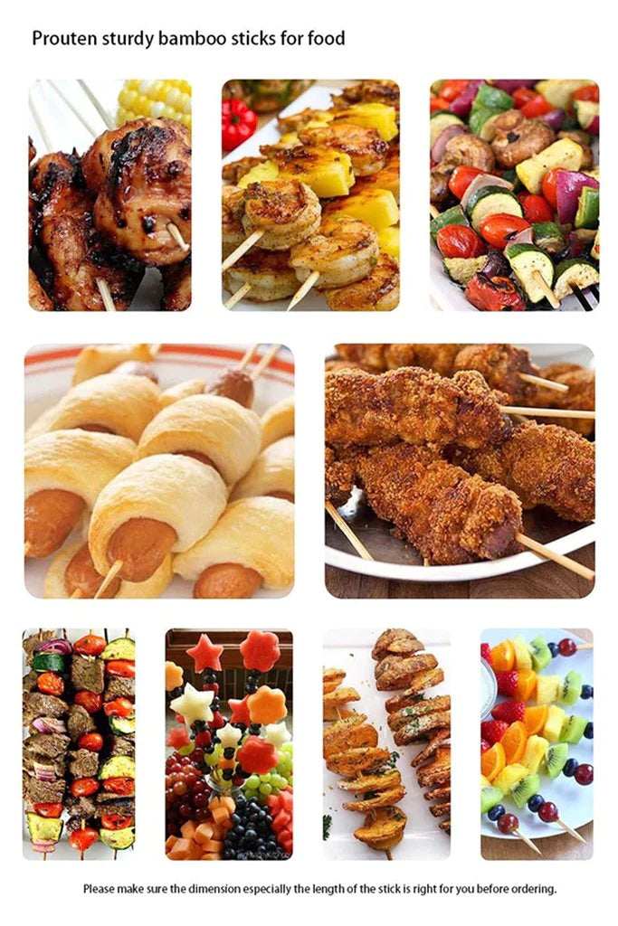 Camping Wooden Color Bamboo Bbq Skewers Barbecue Shish Kabob Sticks Fruit Kebab Meat Party Fountain Bamboo Bbq Sticks Skewers Wooden (20cm) - LootFaat