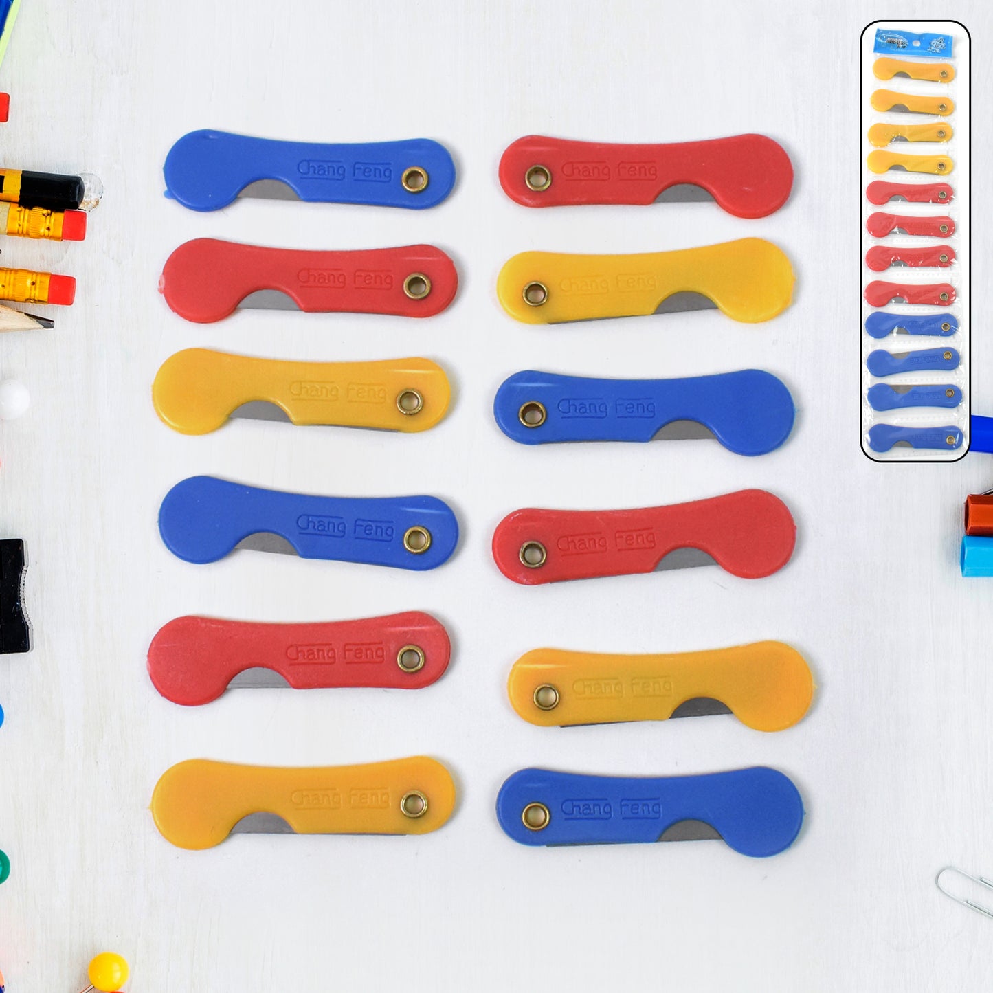 Multicolour Mini Paper Cutter Knife Pencil Knife (Pack Of 12) - LootFaat
