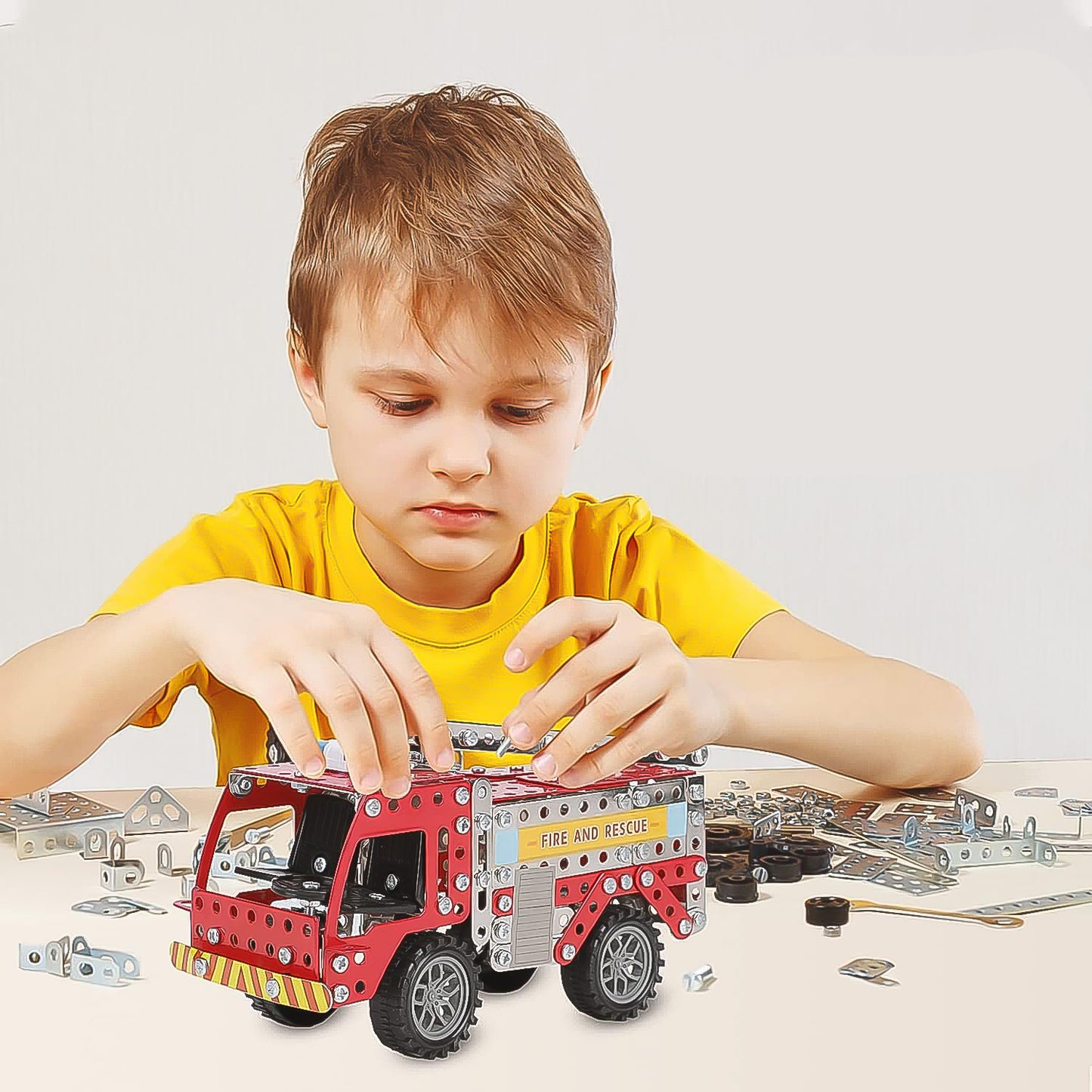 Metal Diy Fire Truck Building Blocks For Kids (Fire Truck 292pcs Of Truck Tool 1 Set) - LootFaat
