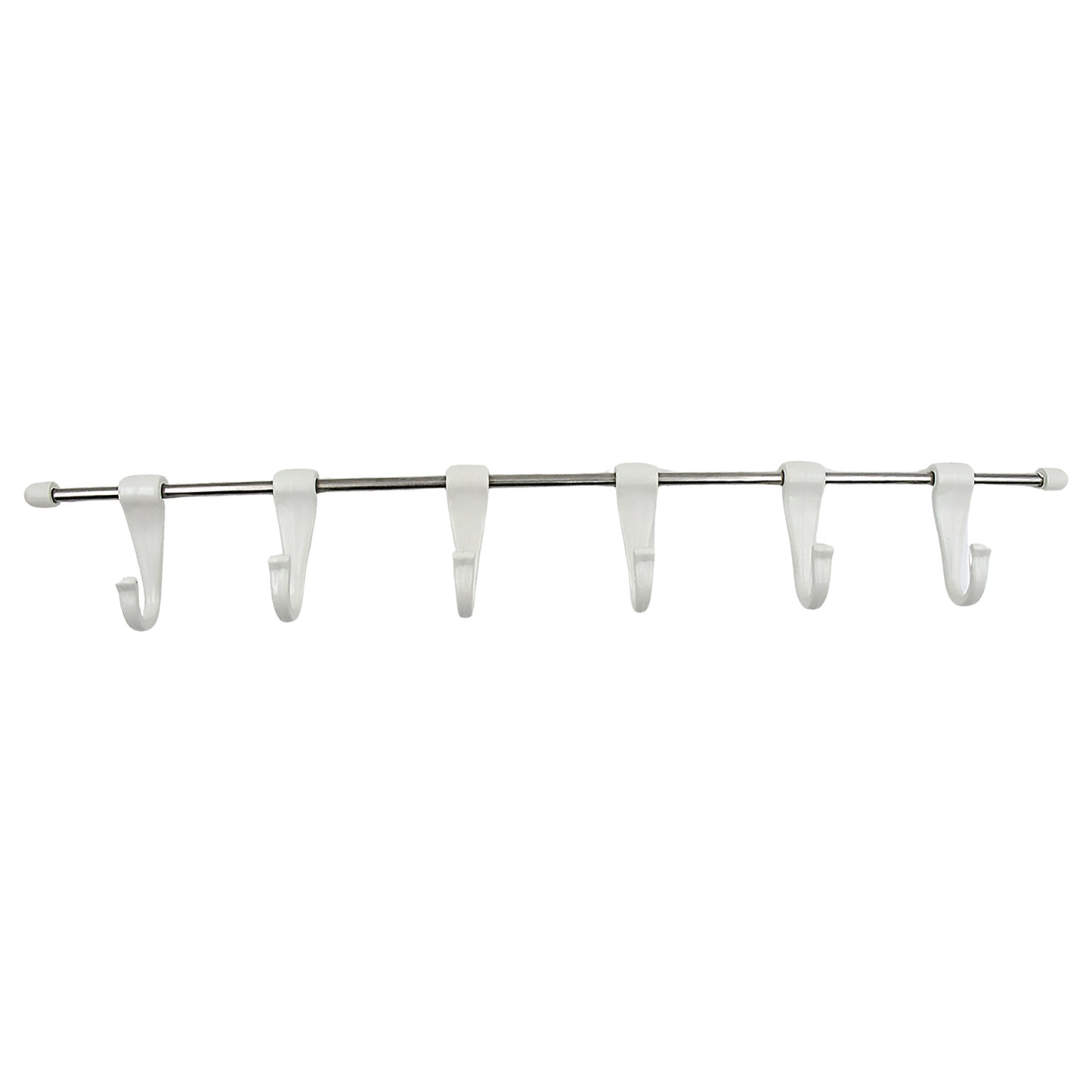 Stainless Steel Utensil Hanger Rail Nail Free Wall Mount With 2 Magic Stickers 6 Plastic Hooks For Kitchen - LootFaat