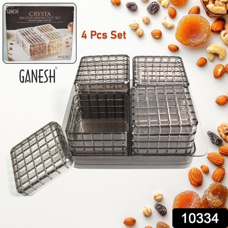 Ganesh Multipurpose Gift Set Dry Fruit Candy (4 Pcs Set With Tray) - LootFaat