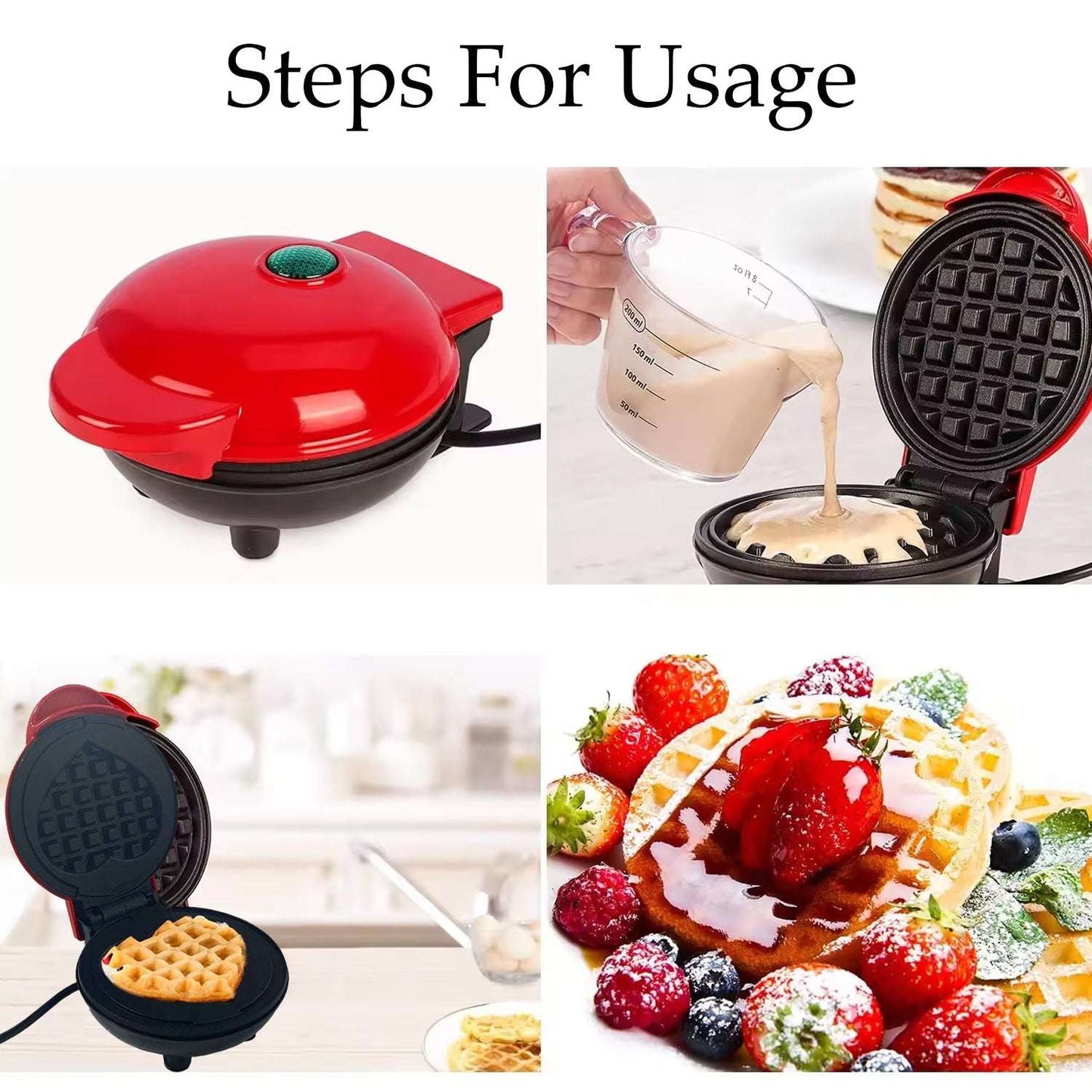 Mini Waffle Maker Machine Waffle Iron Home Appliances Kitchen Gift Easy To Clean On-stick Surfaces Perfect Breakfast Dessert Sandwich Pan Cakes Paninis Other Snacks Machine - LootFaat