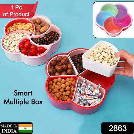 5 Compartments Party Food Storage Snack Nuts Box For Peanuts Fruits And Candy Box For Home Kitchen Use - LootFaat