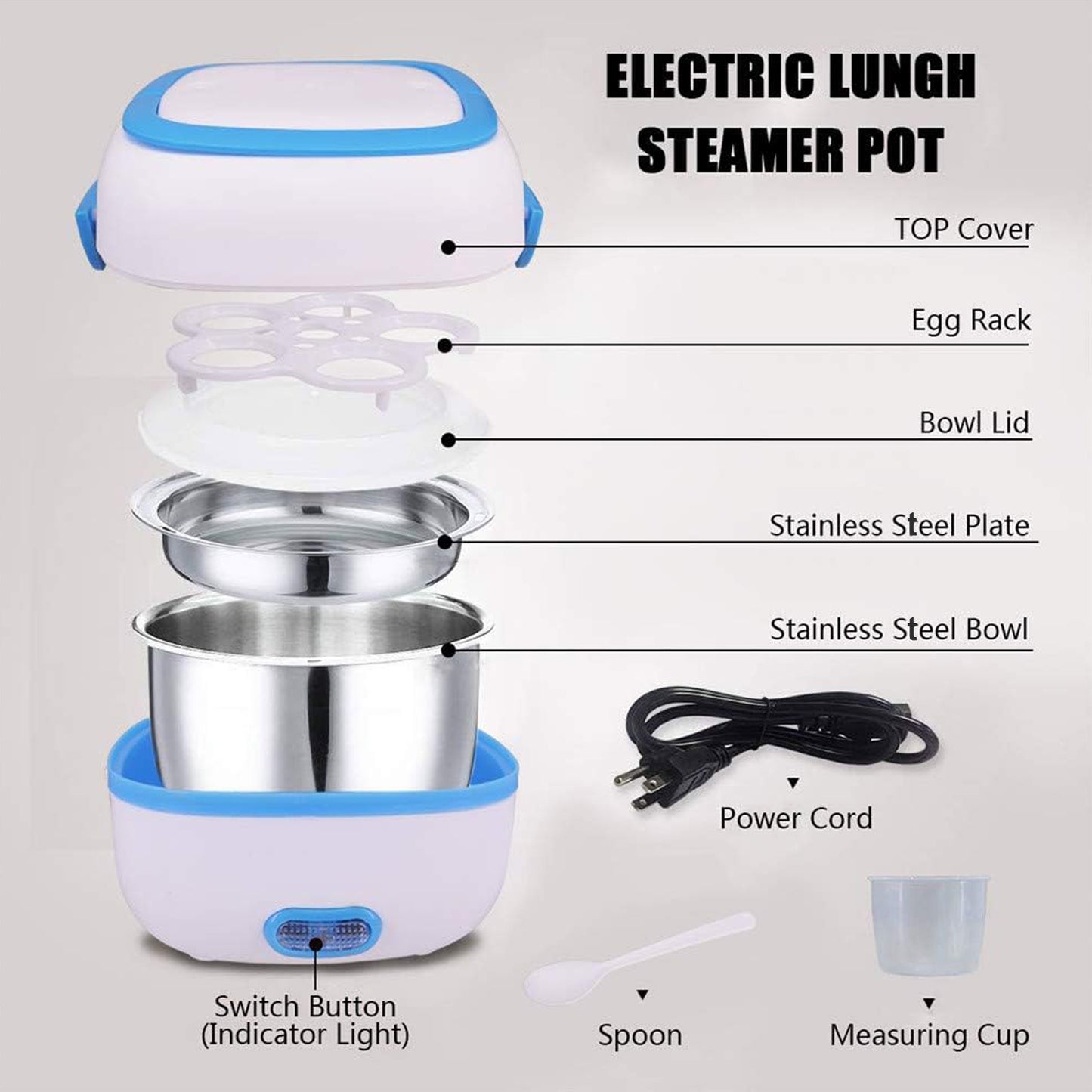 Electric Lunch Box Portable Food Warmer Food Heating Lunch Box Removable Food-grade Stainless Steel Compartments 220v 200w For Car Truck Office - LootFaat