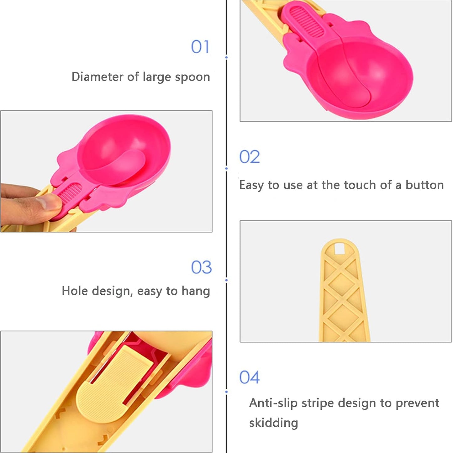 Ice Cream Spoons 2pcs Plastic Water Melon Scoopers With Trigger Dipper And Adults For Summer Party Ice Cream Scoop Food Serving Spoon Kitchen Tools Ice Cream Digging Spoon Household Spoons Cupcake Spoons Aps Fruit Ball Player (2 Pc) - LootFaat