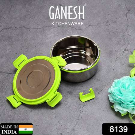 Ganesh Solo Round 400 Stainless Steel Leak Proof Airtight Lunch Pack For Office School Use