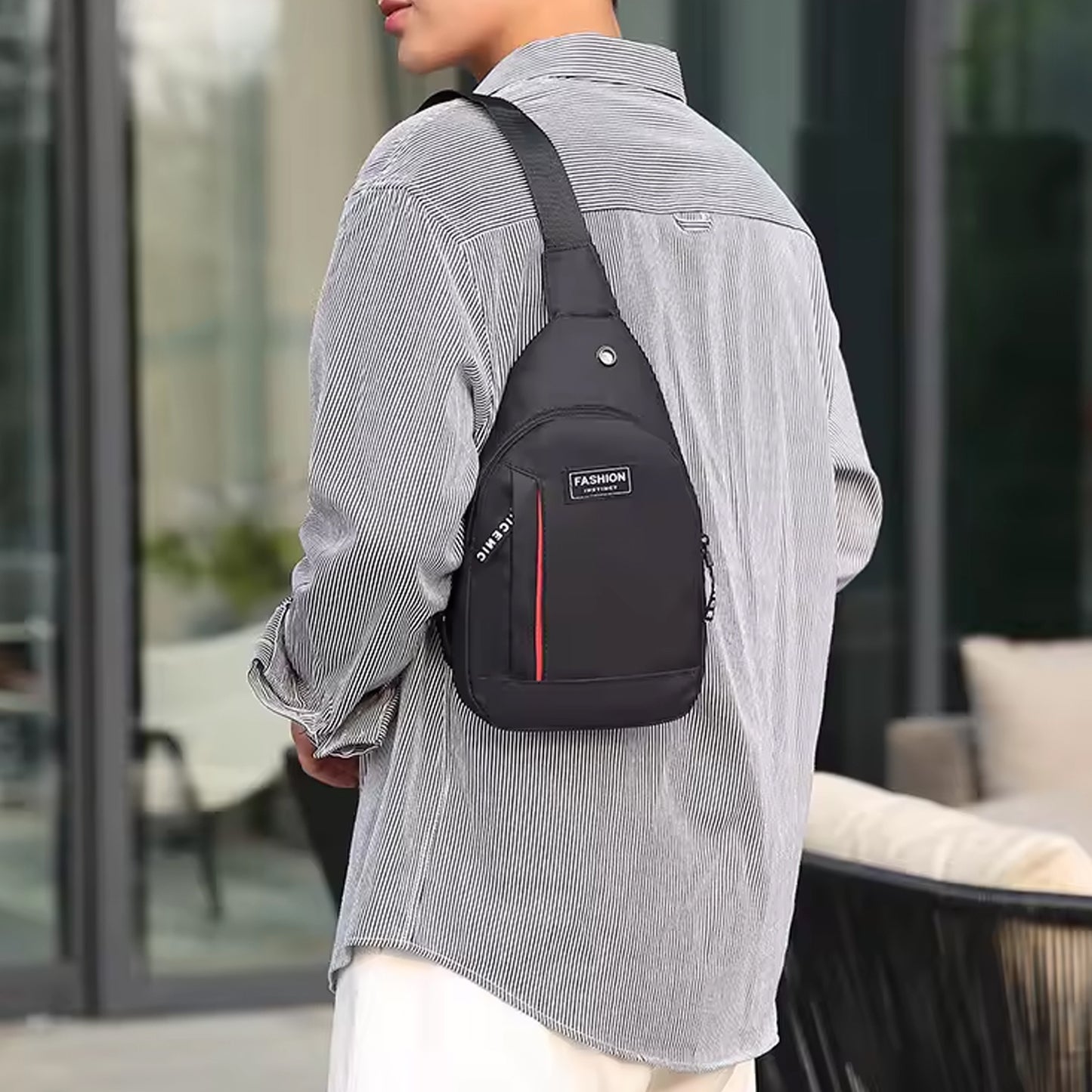 Waterproof Anti Theft Cross-body Fanny Pack Waist Bag Shoulder Bags Chest Men Casual Fashion Usb Charging Earphone Hook Sling Travel Bag (1 Pc) - LootFaat