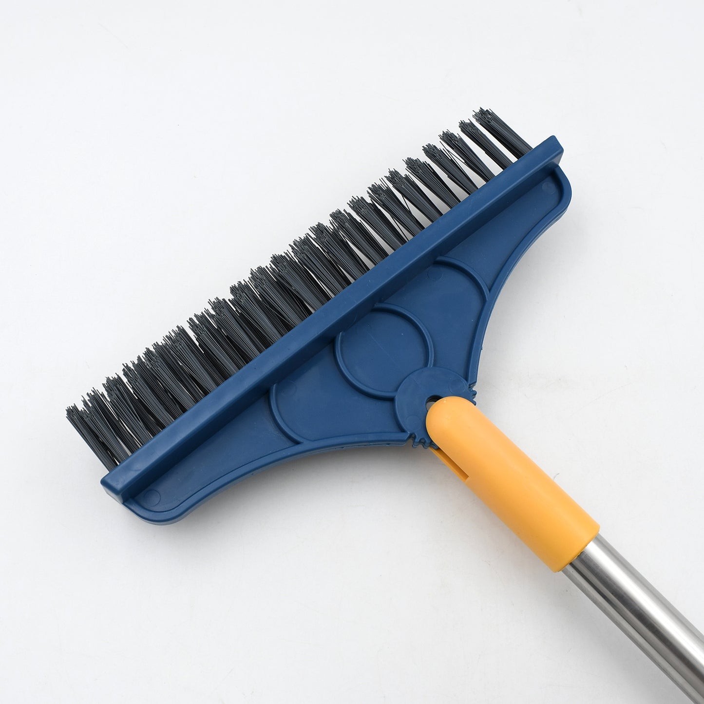 2 In 1 Cleaning Brush Long Handle Floor Brush Rotatable Cleaning Brush For Bathroom Kitchen 120 Degree Triangular Rotating Brush Head With Wiper - LootFaat