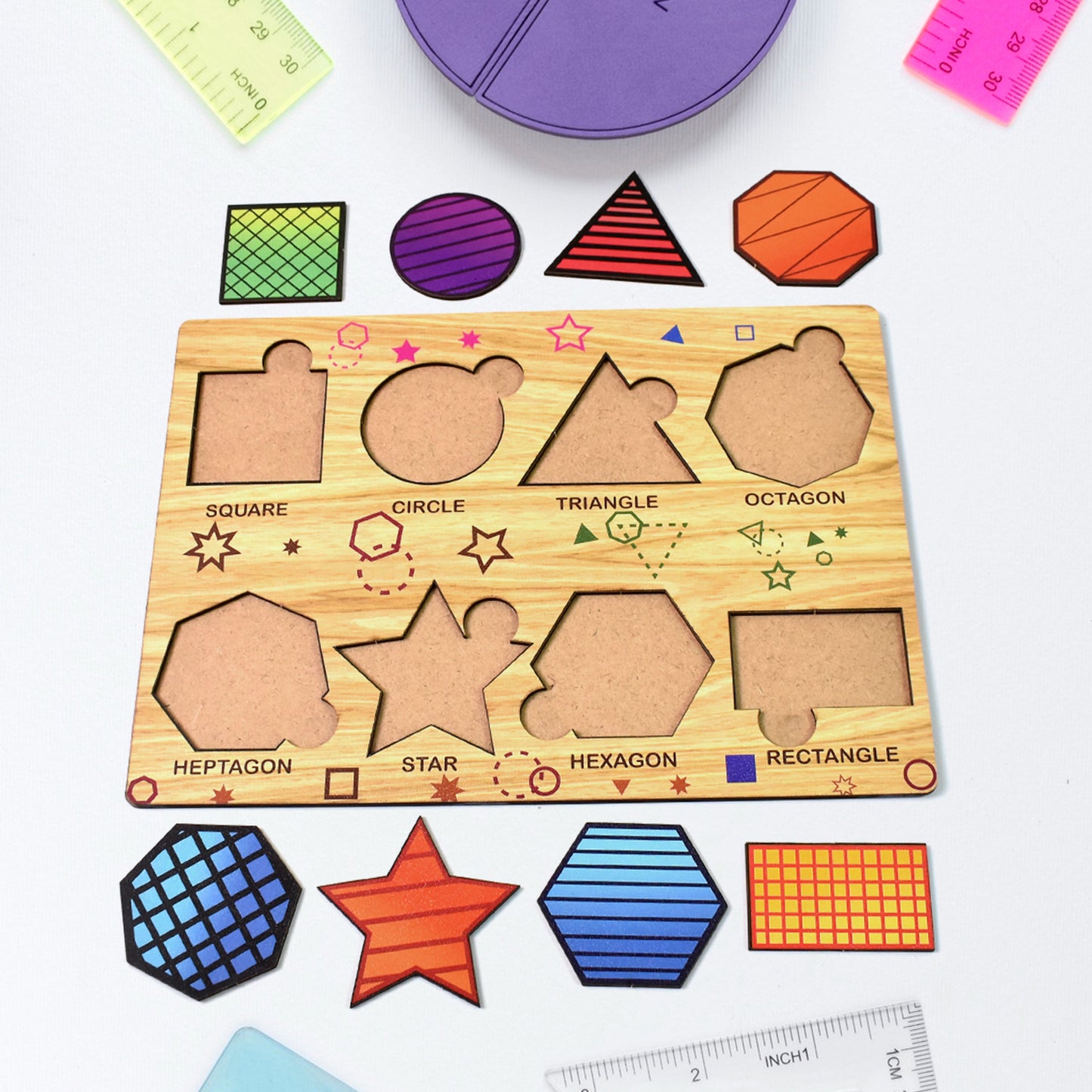 Wooden Triangles Puzzle Learning Educational Board (1 Set 2820 Cm) - LootFaat