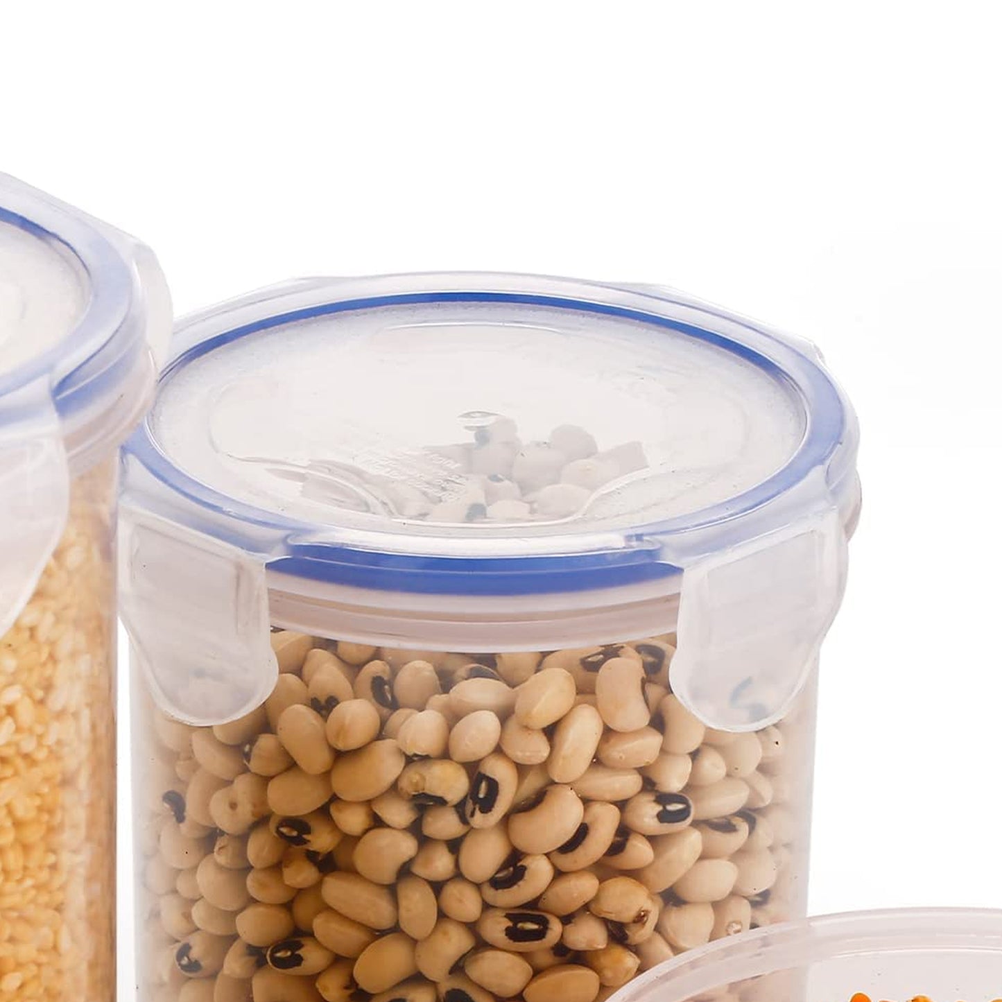 Round Plastic Airtight Food Storage Containers With Leak Proof Locking Lid Storage Container Set Of 3( Approx Capacity 500ml1000ml1500ml Transparent) - 3 Pc Set - LootFaat