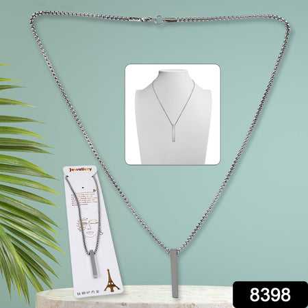 Stainless Steel Plain Stick Shape Locket With Chain (1 Pc) - LootFaat