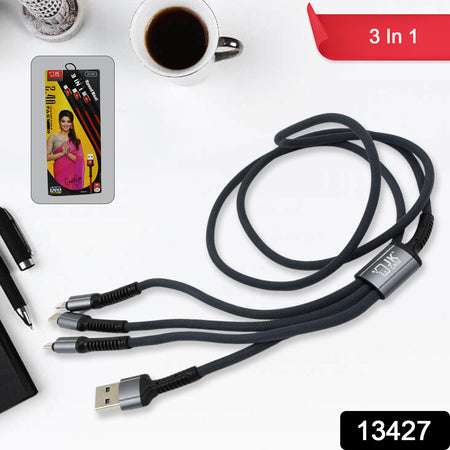3 In 1 Multi Super Fast Charging Cable (1 Pc 1200 Mm) - LootFaat