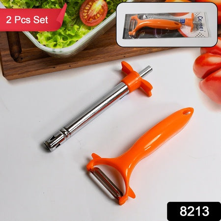 2 In 1 Kitchen Combo Lighter Stainless Steel Durable Gas Lighter With Vegetable Cutter Peeler For Kitchen Steel Gas Lighter (2 Pc Set) - LootFaat