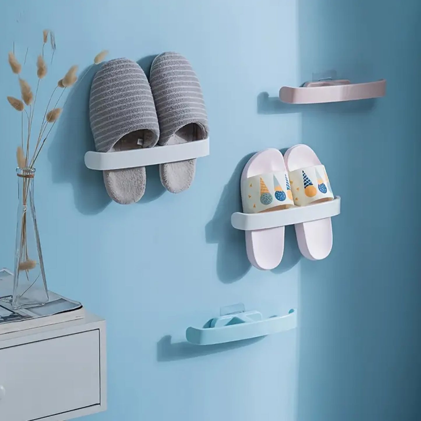 Bathroom Towel Slipper Hanging Rack Self Adhesive Wall Mounted (1 Pc) - LootFaat