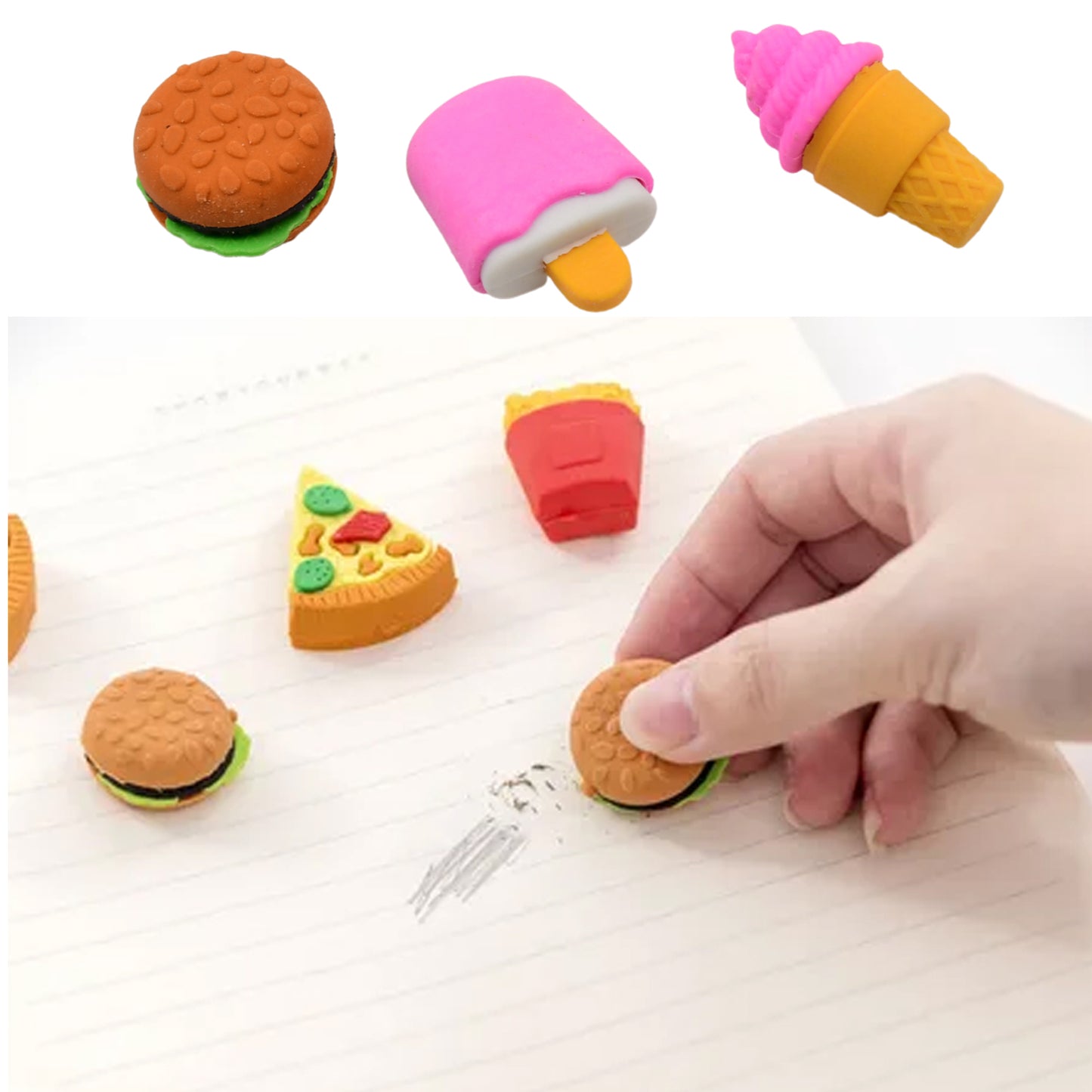 Mix Design Fancy Stylish Colorful Erasers (1 Set 3 Pc Set) - LootFaat