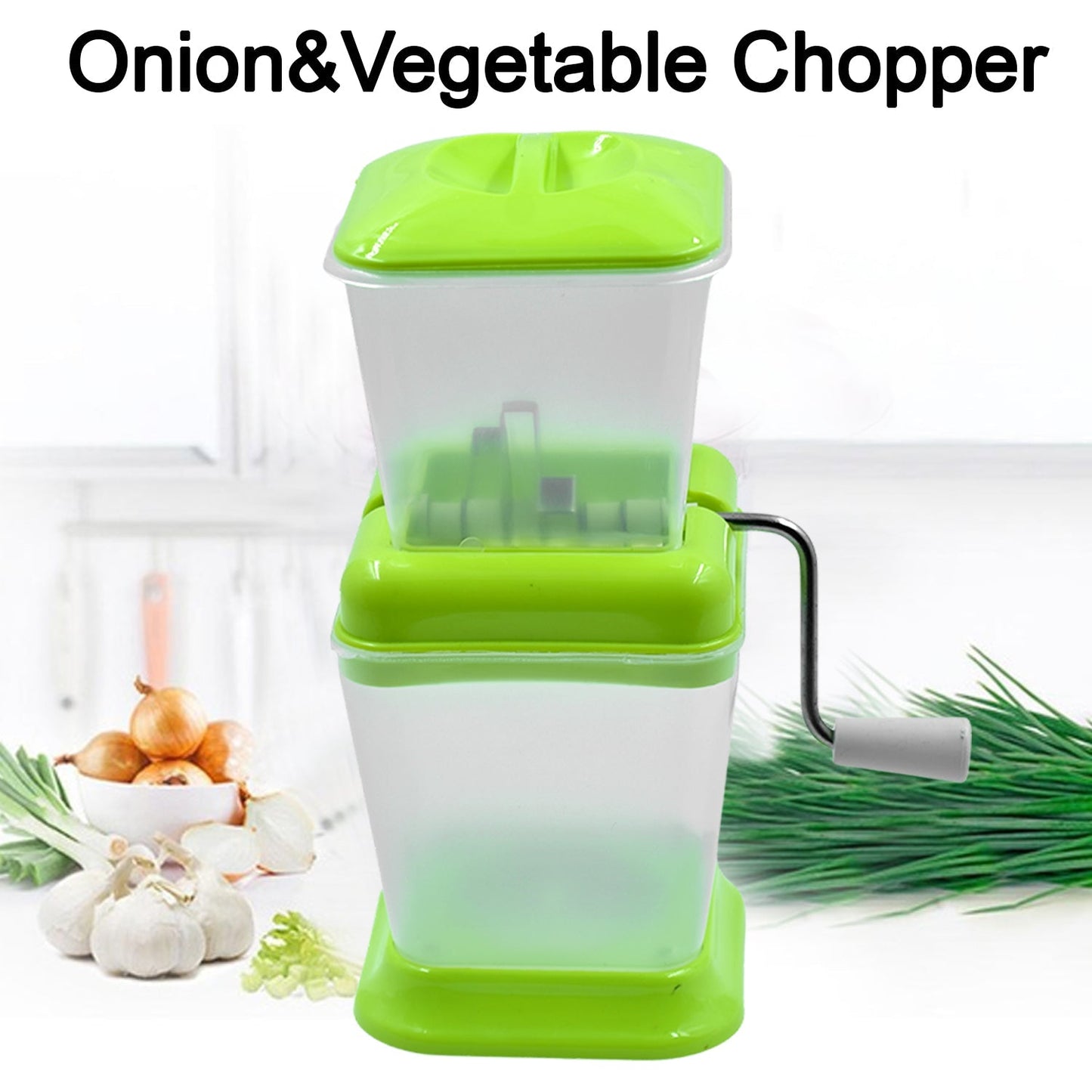 Small Onion Chopper Vegetable Chopper Quick Cutter With Rotating Blade - LootFaat