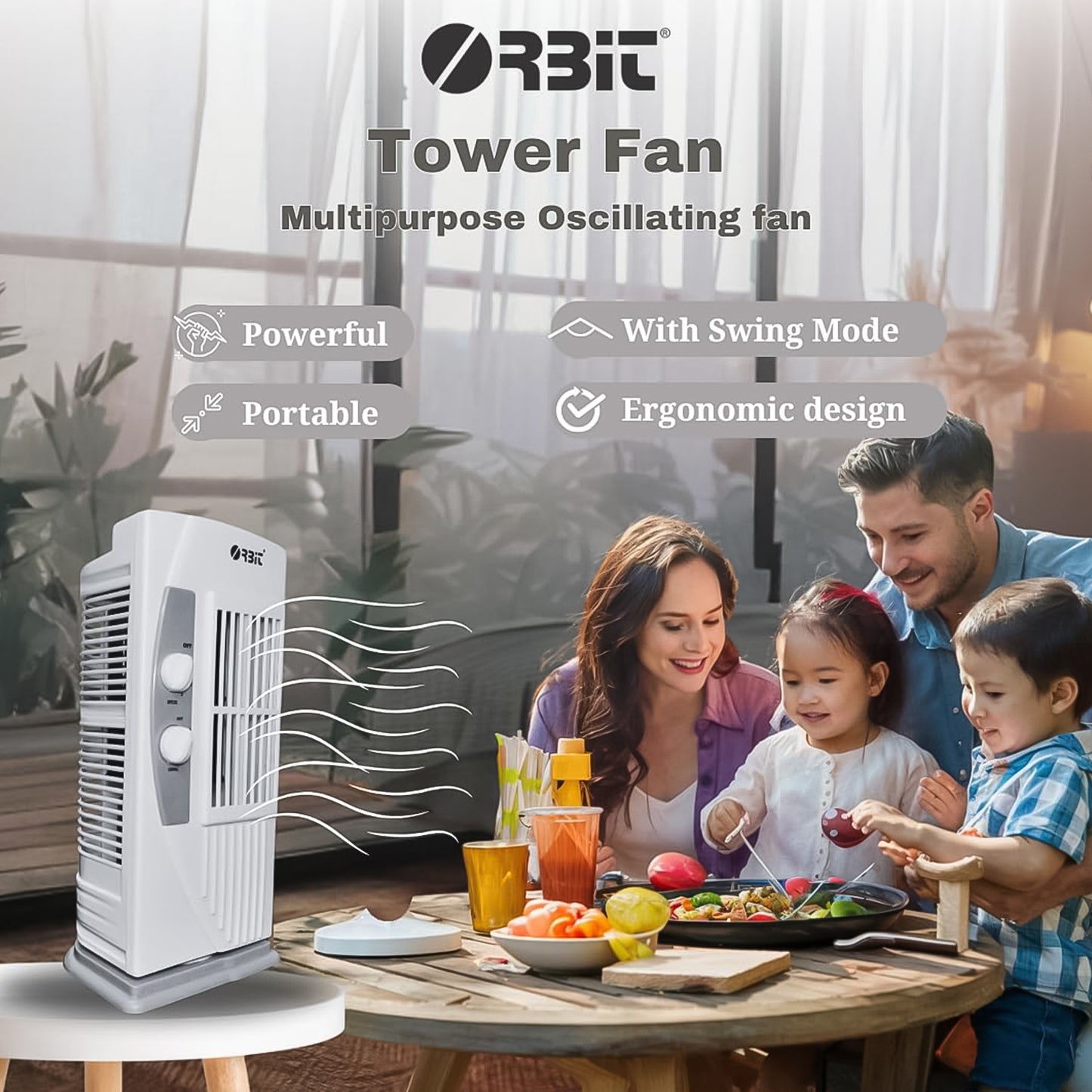 Orbit Micro Oscillating Tower Fan - Compact Cooling