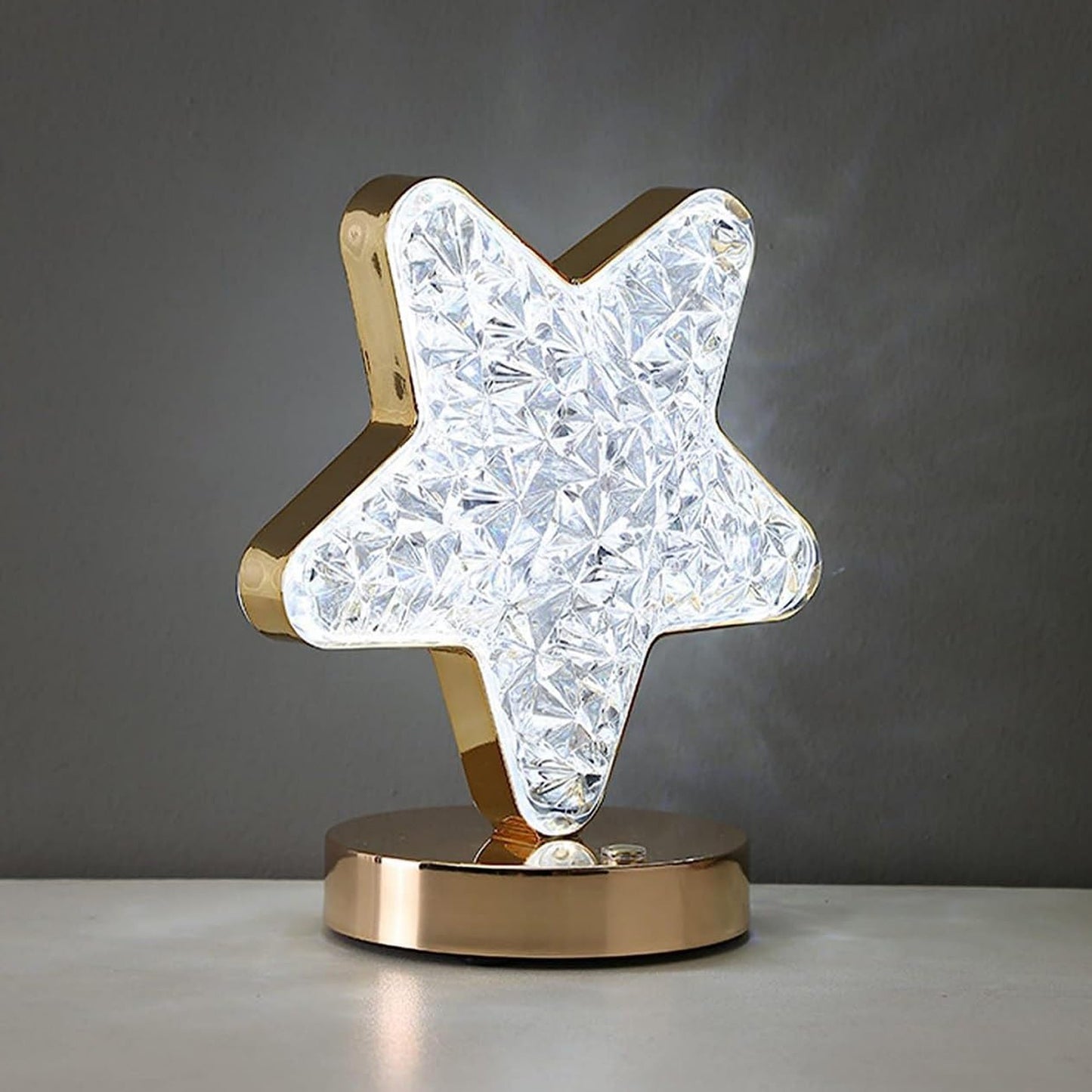Star Shape Crystal Diamond Lamp Cordless Luxury Lamp With Usb Rechargeable 3-way Dimmable Touch Control Decorative Nightstand Lamp For Bedroom Living Room Party Restaurant Decor (1 Pc ) - LootFaat