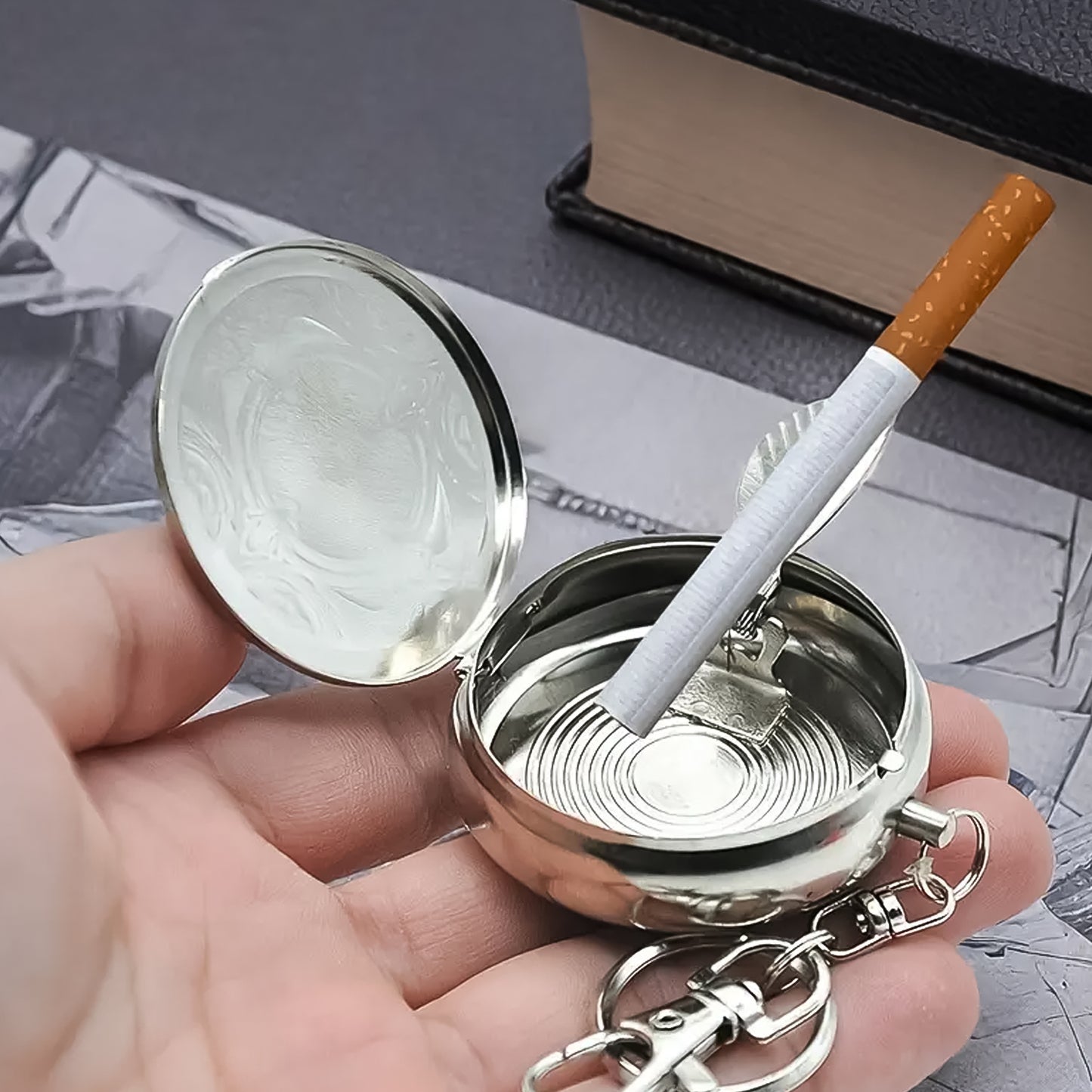 Mini Pocket Ss Ashtray With Keyring (1pc) - LootFaat