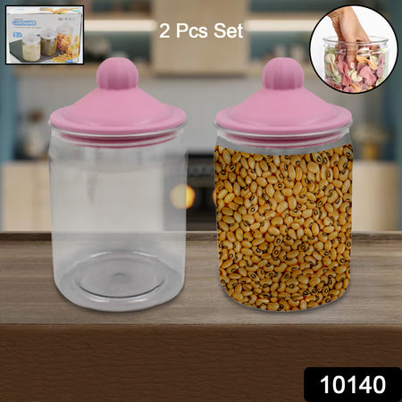 Transparent Kitchen Plastic Container Jar Set (2 Pcs Set 1100 Ml Approx) - LootFaat