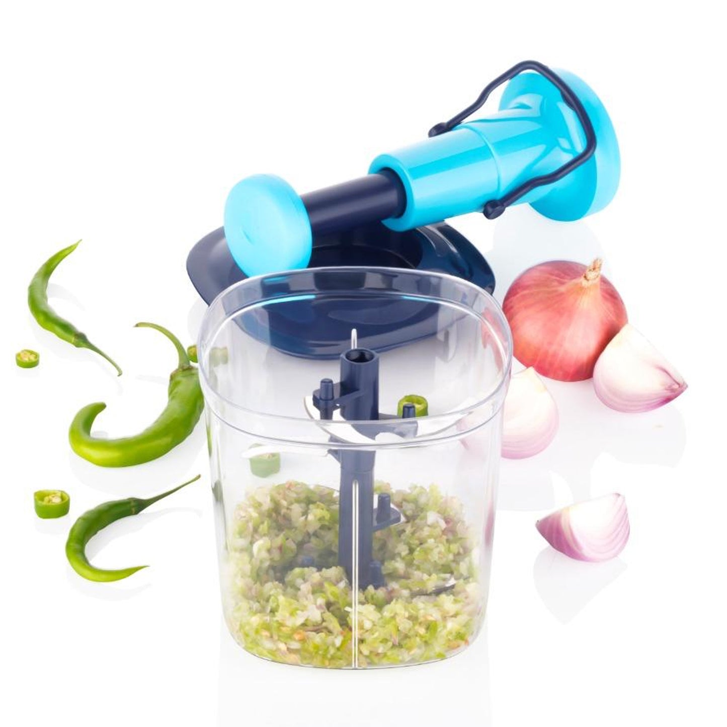 6 Blades Manual Hand-press Vegetable Chopper (1100 Ml) - LootFaat