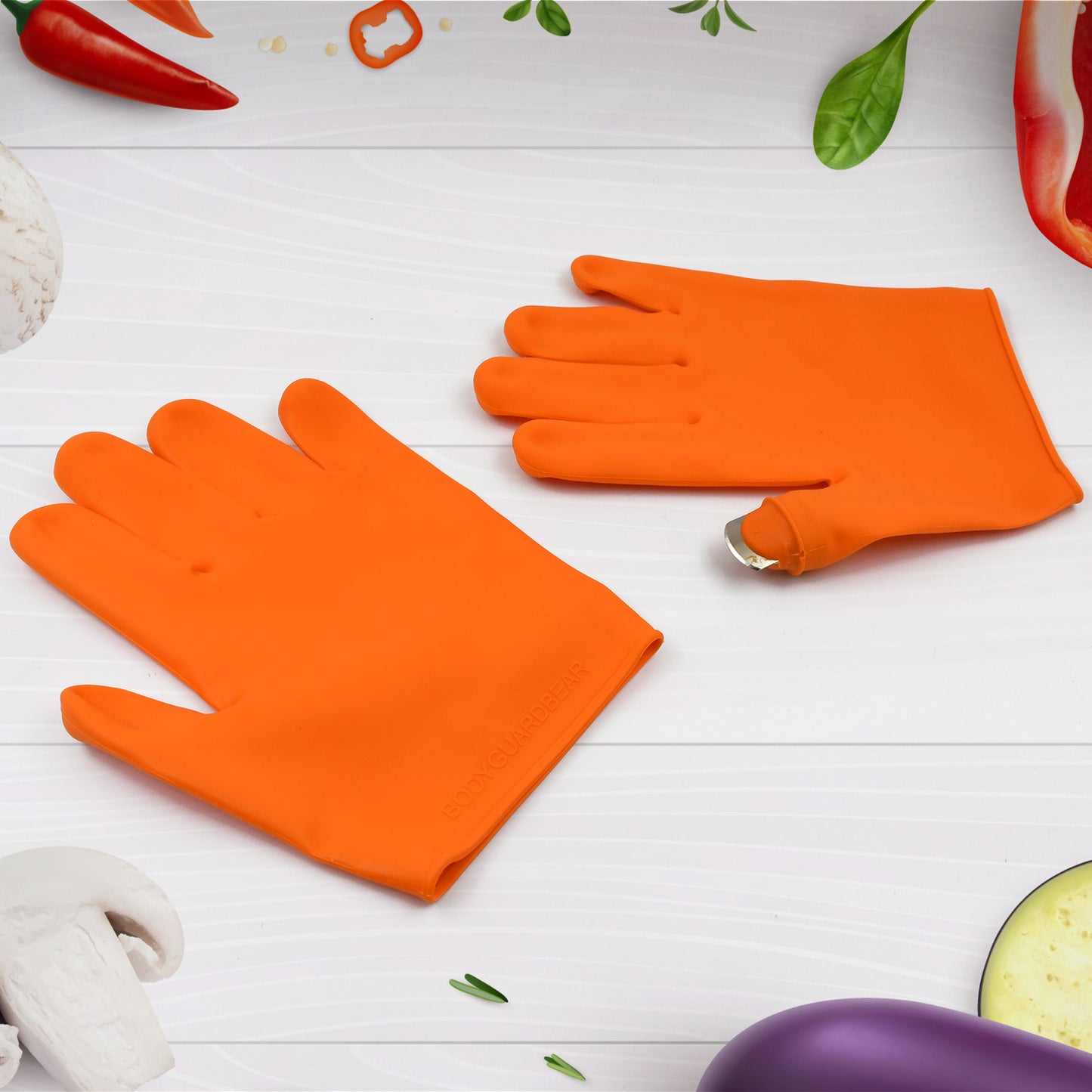 Gloves Silicone Thumb Knife Finger Protector Gears Cutting Vegetable Harvesting Knife - LootFaat