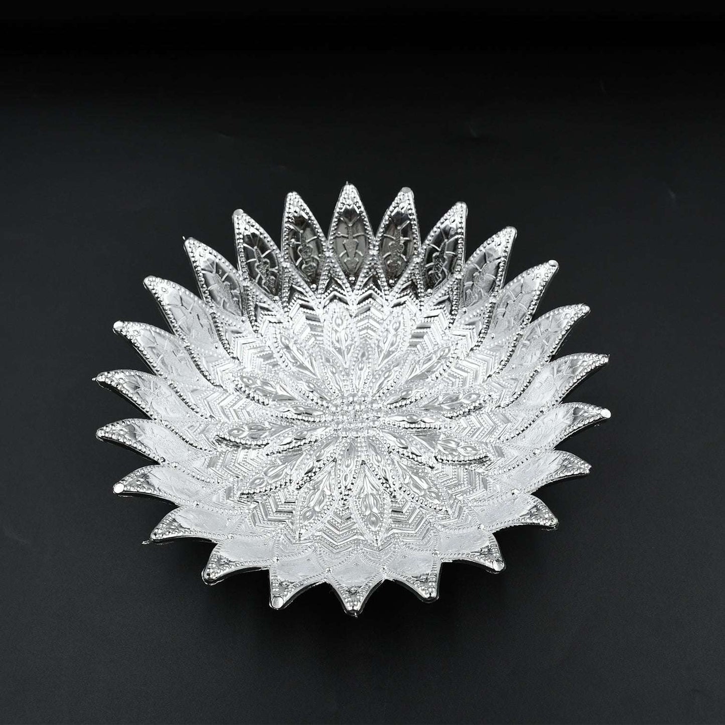 Traditional Design Serving Tray Plastic Silver Finish Serving Tray Multipurpose Tray Decorative Tray Mukhwas Serving Tray (1 Pc ) - LootFaat