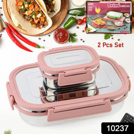 Premium Stainless Steel Leak Proof Air Tight Lunch Boxes (900ml+200ml Approx 2 Pc Set) - LootFaat