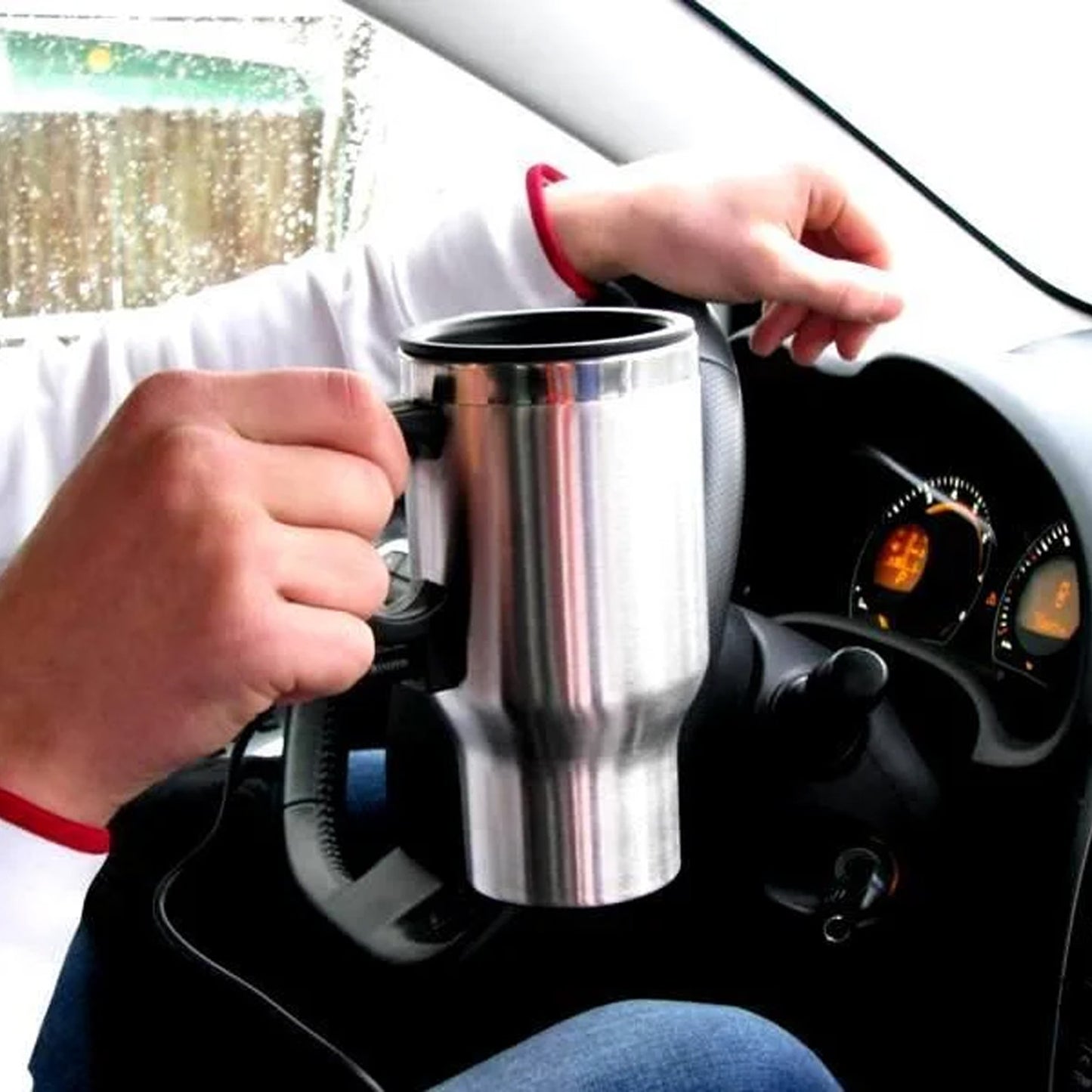 Stainless Steel Vacuum Glass Insulated Glass Coffee Cups (With Lid Handle 1 Pc) - LootFaat