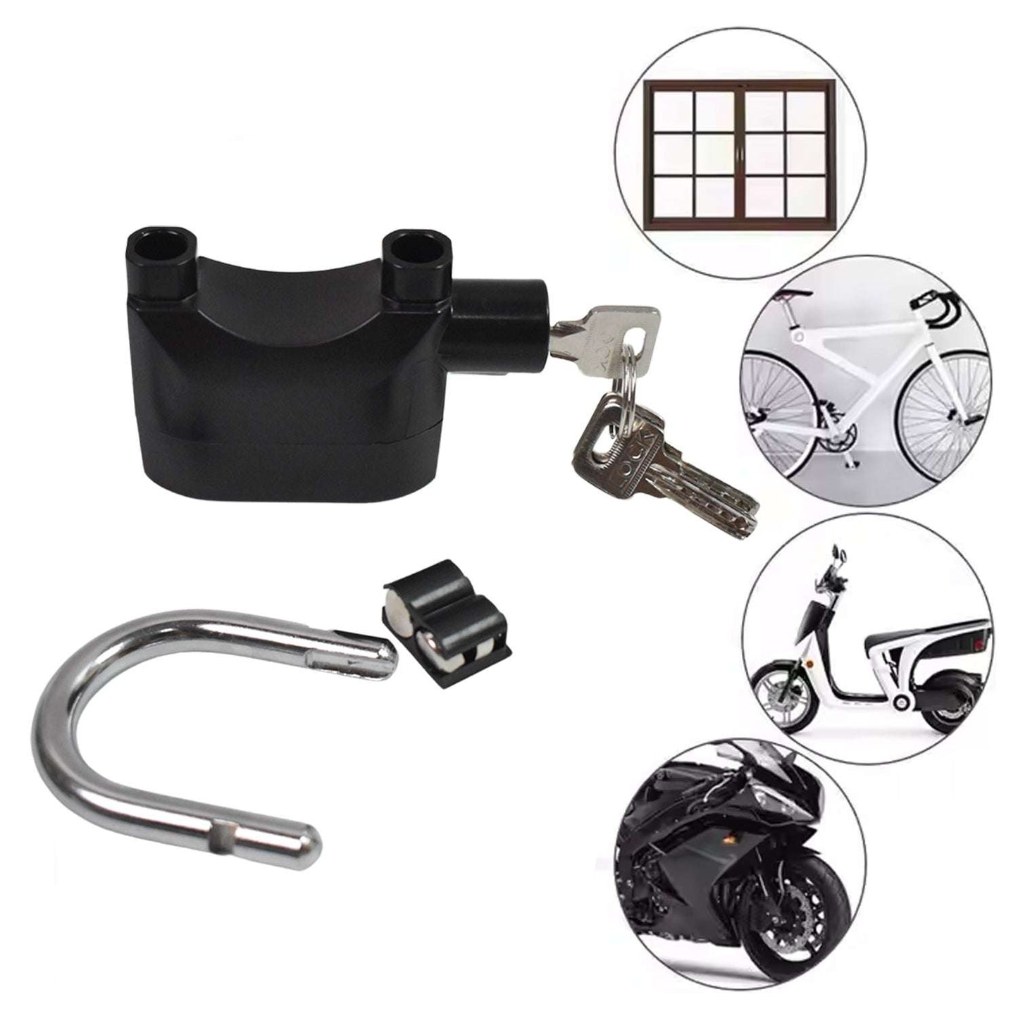 Plastic Body Waterproof Siren Alarm Smart Alarm Lock 3 Keys (1 Set) - LootFaat