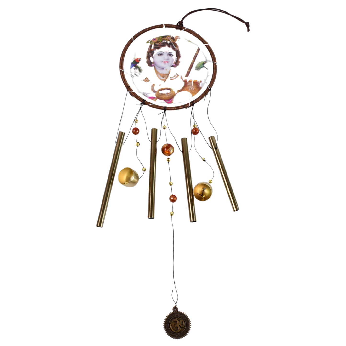 Krishna Medallion Dream Catcher Wind Chime Pendant Wall Hanging - Spiritual Home Decor - LootFaat