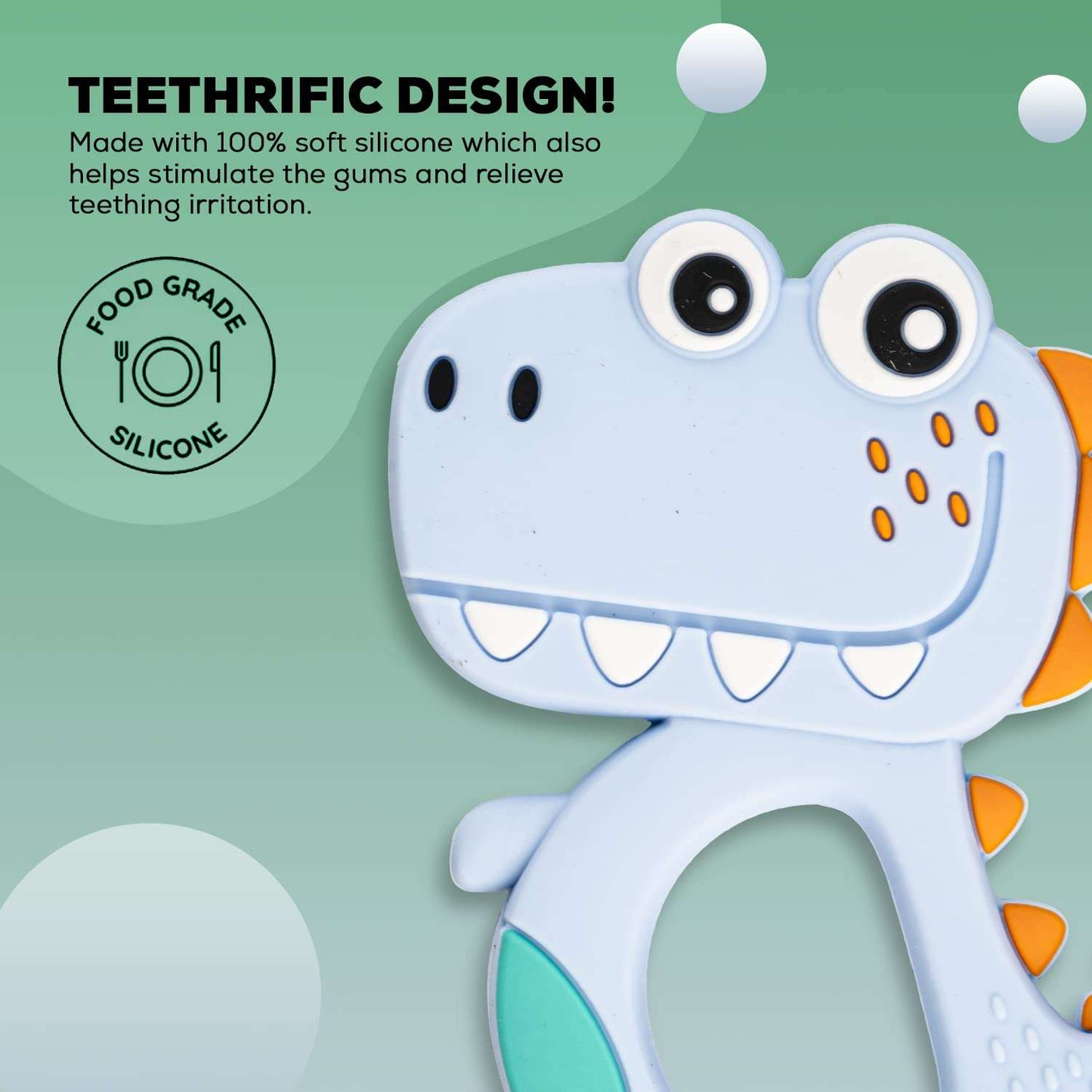 Dinosaur Baby Teether - BPA-Free Silicone Teething Toy (Mix Design/Color)